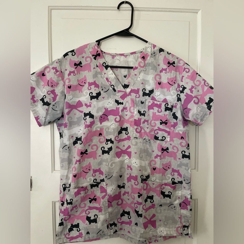 Dog Print Scrub Top